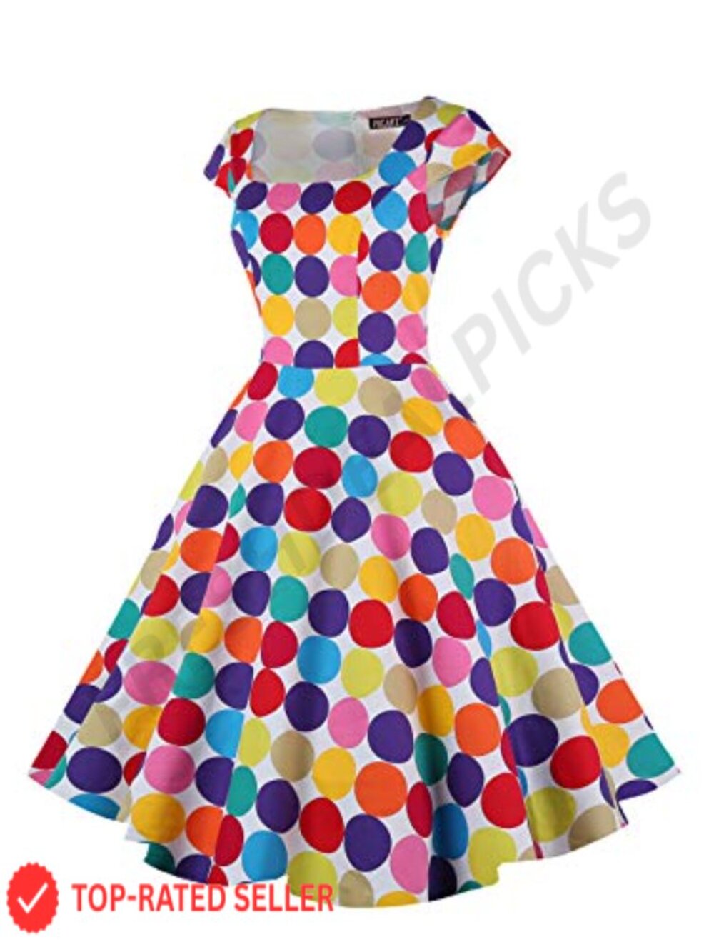Cap Sleeve Retro Swing Dress with Pockets Cocktail Party Wear 1950s Style A-Line - Picture 2 of 7